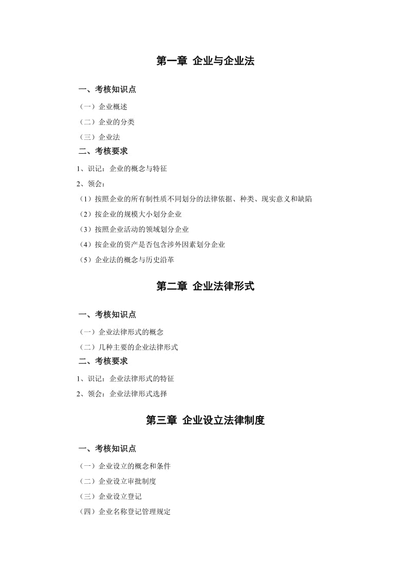 江苏自考11002公司法与企业法考试大纲.doc_第3页