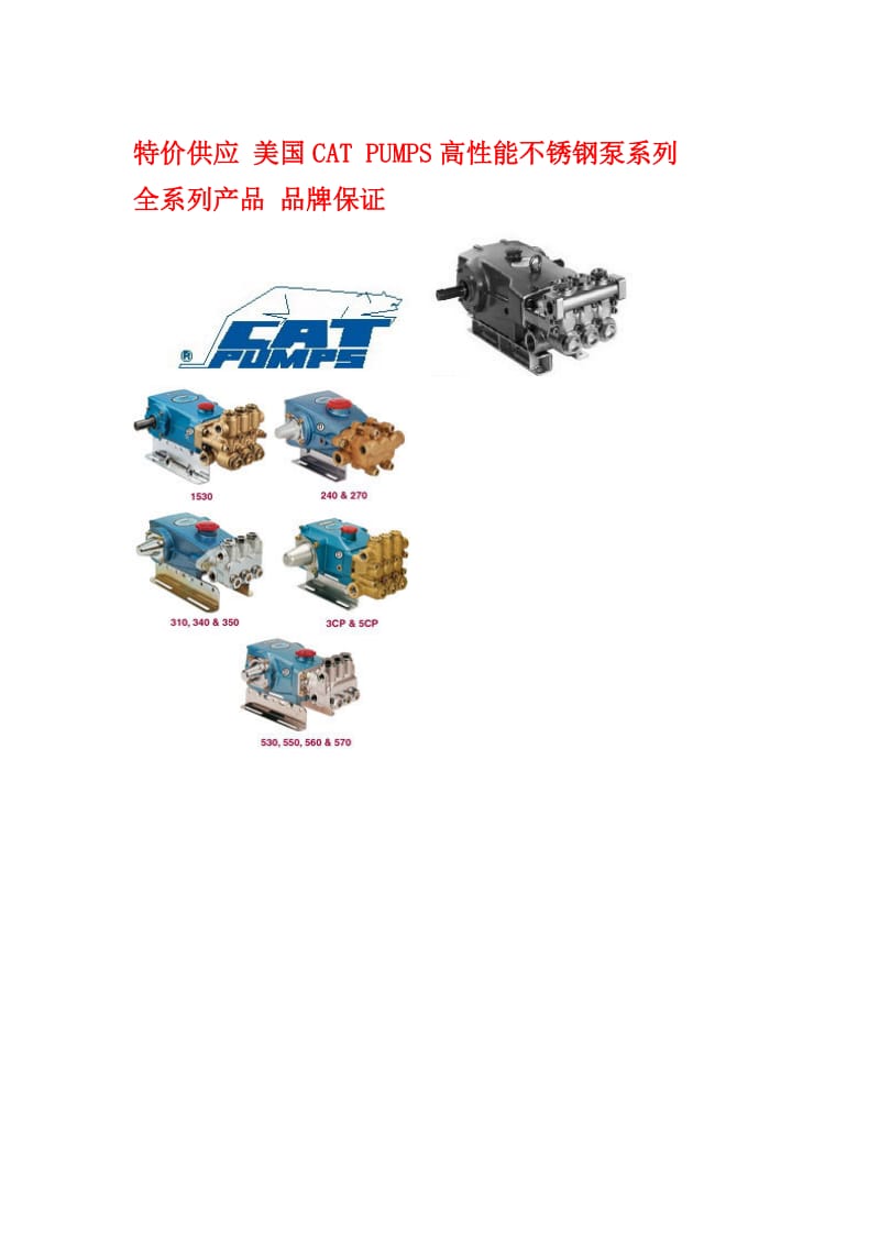 美国CATPUMPS猫牌高性能不锈钢泵系列全系列产品品牌.doc_第1页