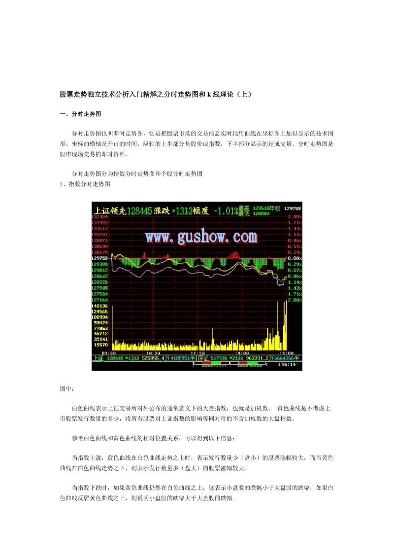 股票走势独立技术分析入门精解之分时走势图和k线理论上.doc_第1页