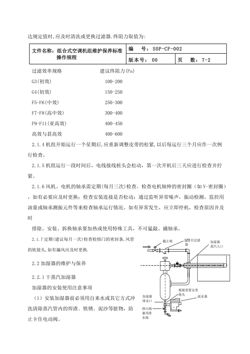 002 组合式空调机组维护保养标准操作规程.doc_第2页