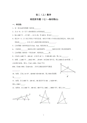 11-12学年《杰出教育》初二(上)培优专题(2)---轴对称(马尾班).doc