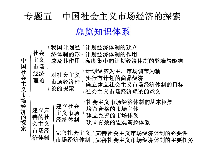 专题五中国社会主义市场经济的探索总览知识体系.ppt_第1页