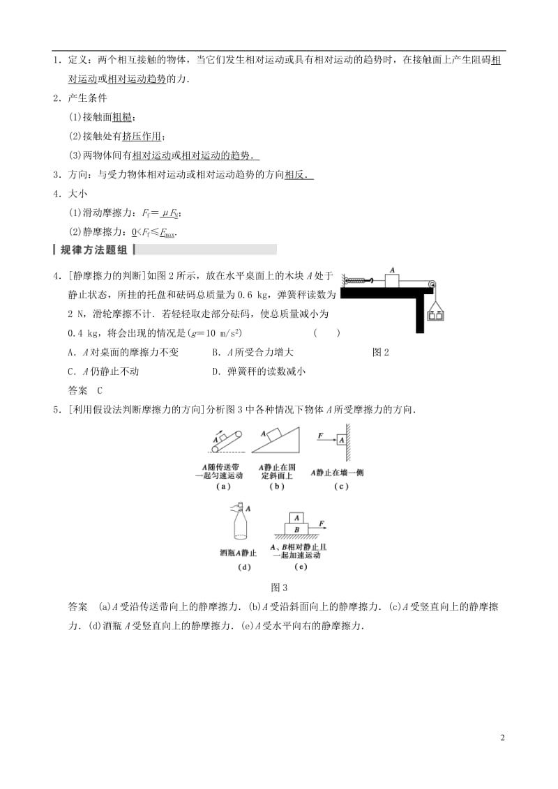 (全国通用)2014届高三物理复习能力提升 第1章 第2课时 摩擦力.doc_第2页