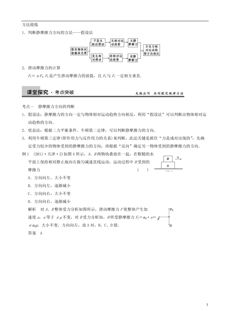 (全国通用)2014届高三物理复习能力提升 第1章 第2课时 摩擦力.doc_第3页