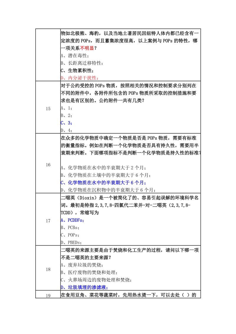 26全国中小学环保知识暨POPs持久性有机污染物知识大赛(试题二十六).doc_第3页