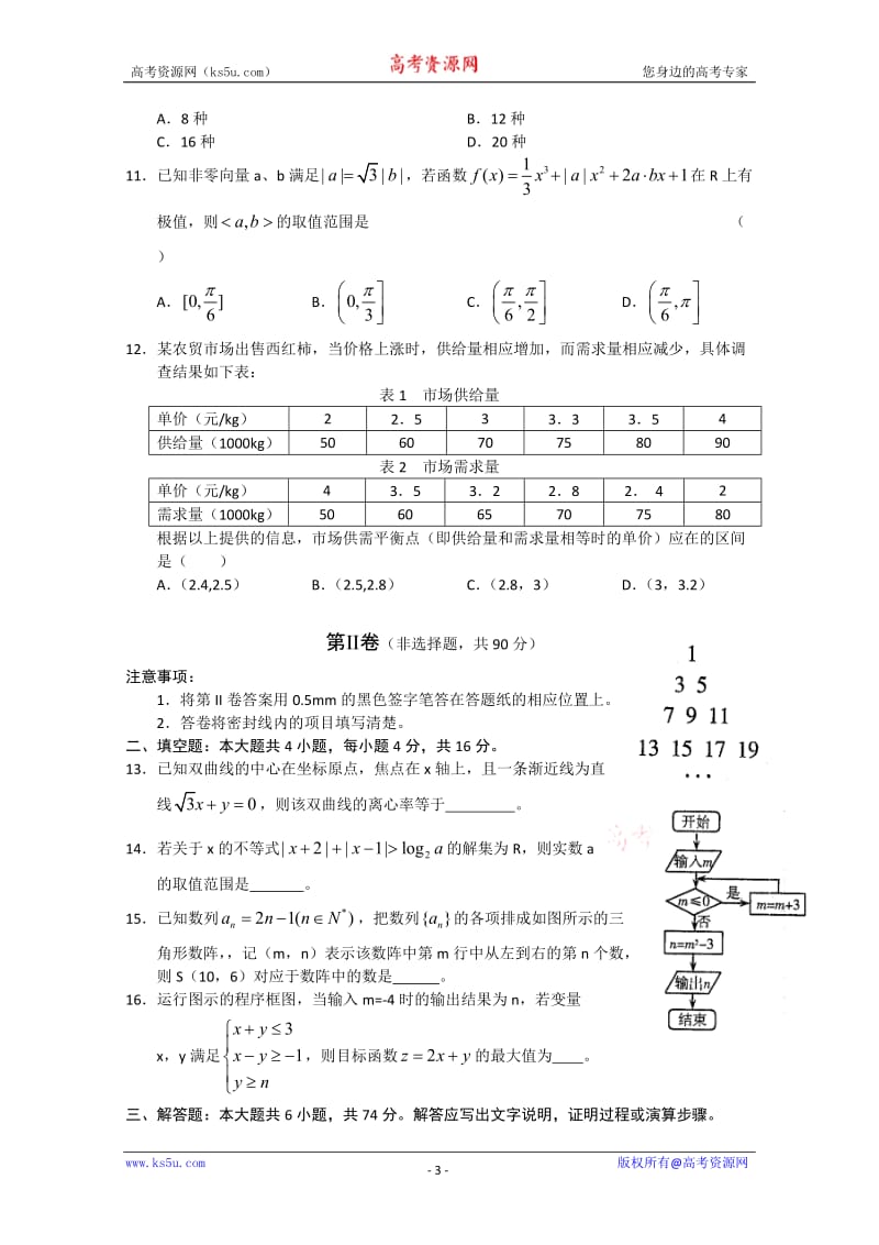 2011届潍坊二模山东省潍坊市2011届高三第二模拟考试word版数学理.doc_第3页