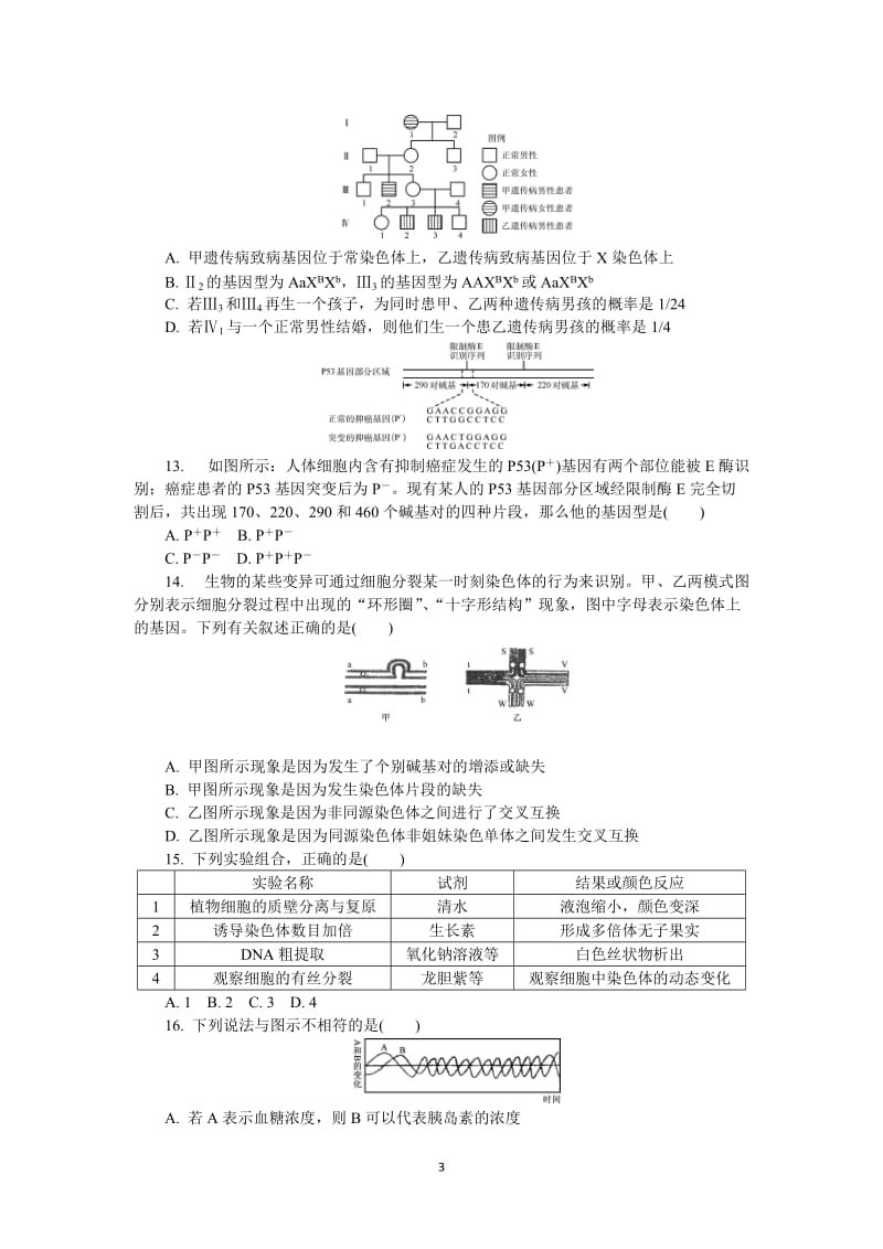 2252-生物 南师附中2012届高三高考模拟卷(十)(最后一卷)生物试题.doc_第3页