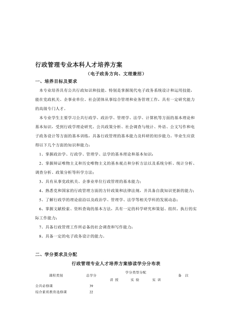 行政管理专业本科人才培养方案.doc_第1页