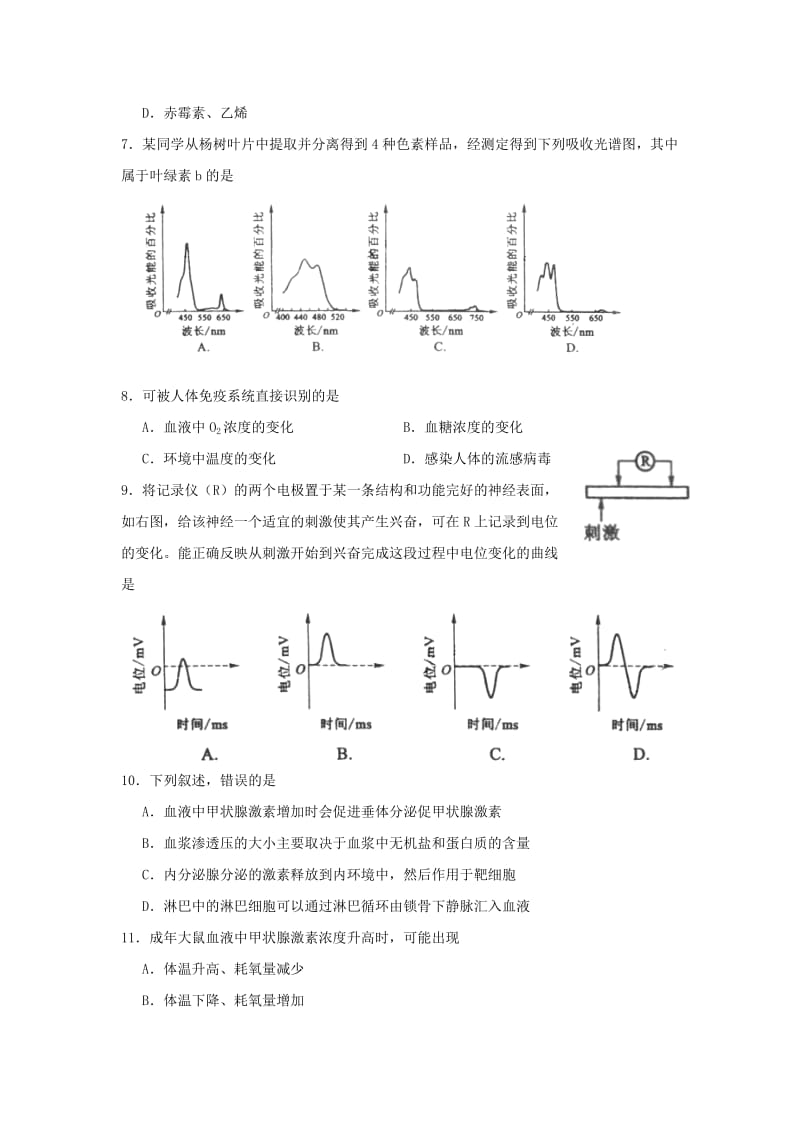 2010年普通高等学校招生全国统一考试生物试题(海南卷)精校版.doc_第2页