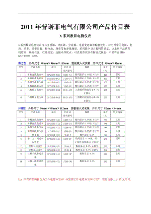 2011年普诺菲电气有限公司产品价目表全.doc