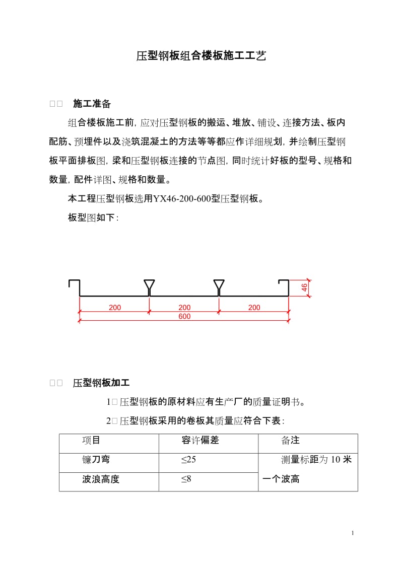 2016新编压型钢板组合楼板施工工艺标准.doc_第1页