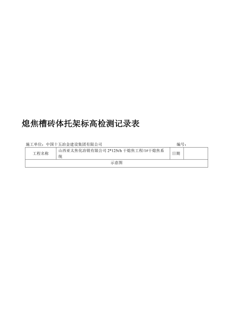 熄焦槽砖体托架标高检测记录表.doc_第1页