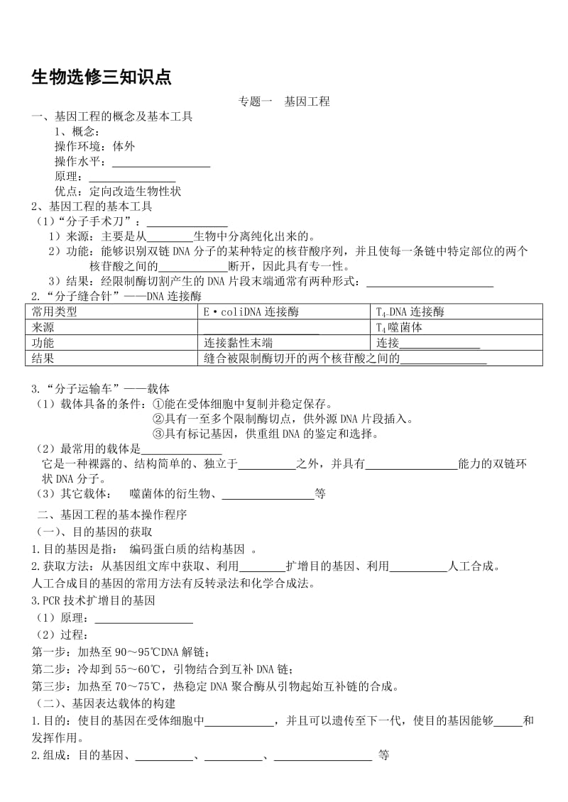 生物选修3基础知识点填空1.doc_第1页