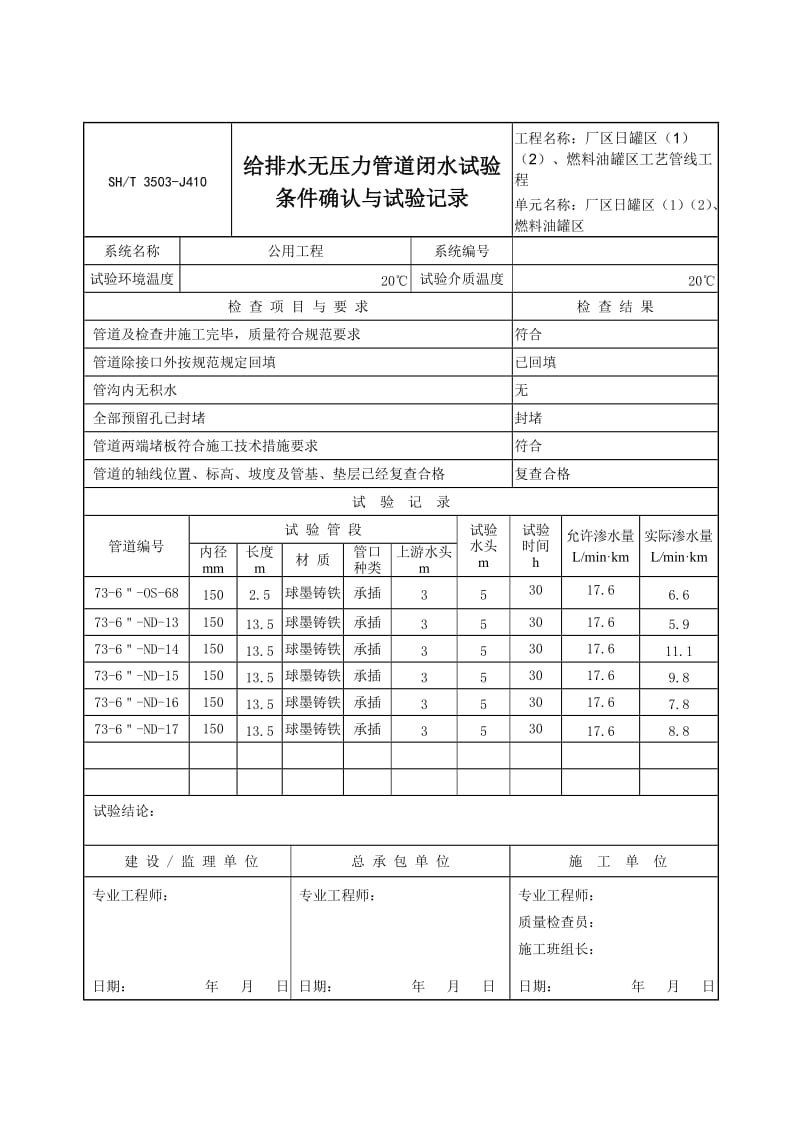 3503-J410给排水无压力管道闭水试验条件确认与试验记录1.doc_第3页