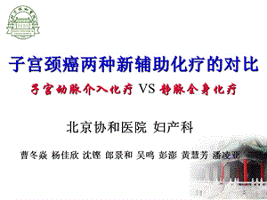 子宫颈癌两种新辅助化疗的对比——子宫动脉介入化疗 VS 静脉全身化疗.ppt