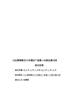 风险管理部货币与理财产品客户结构报表项目测试报告 (2).doc