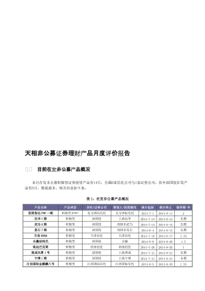 非公募证券集合理财产品月度评级报告(天相).doc