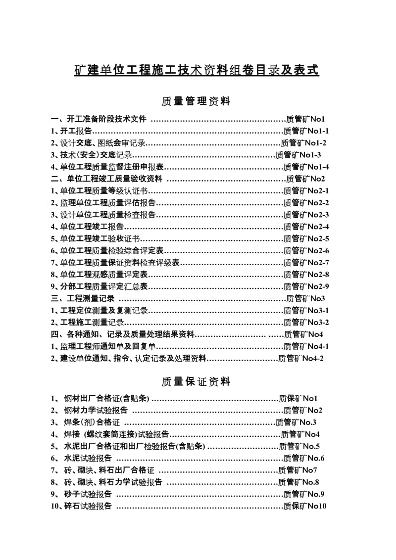 2019fo煤矿井巷单位工程施工技术资料表样及填表要求.doc_第1页