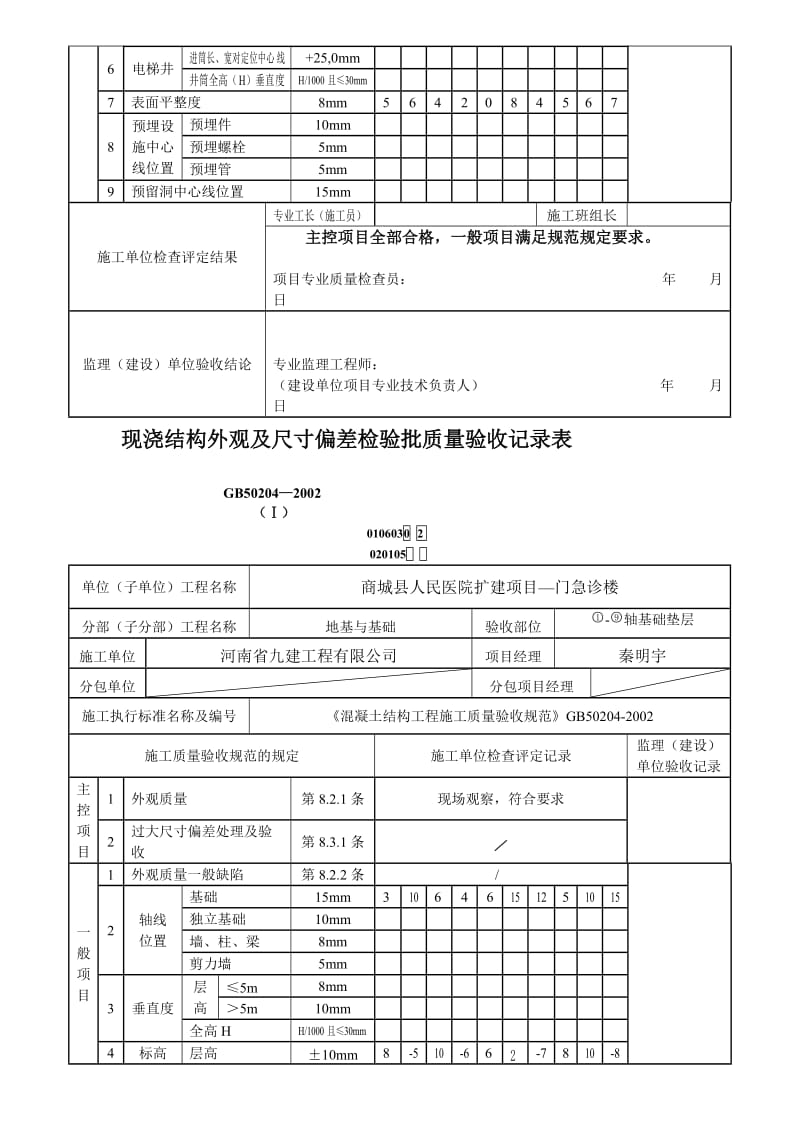 [Word]现浇结构外观及尺寸偏差检验批.doc_第2页