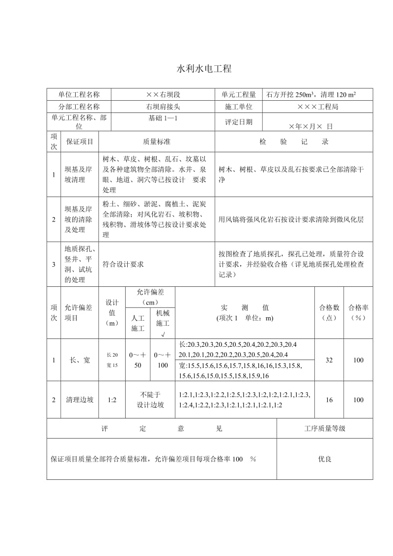 8第八部分碾压式土石坝及砌石坝工程单元工程质量评定表.doc_第2页