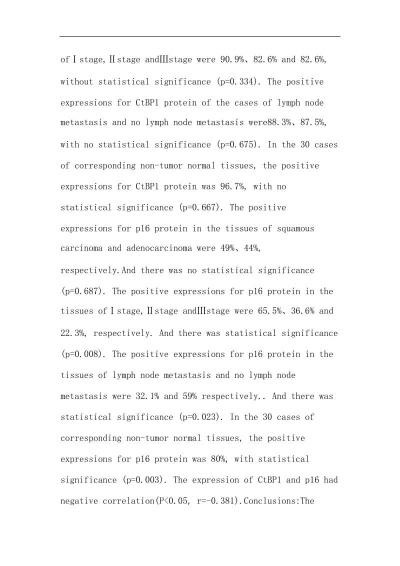 CtBP1论文：转录辅助抑制因子C-末端结合蛋白1和p16在食管癌中的表达.doc_第3页