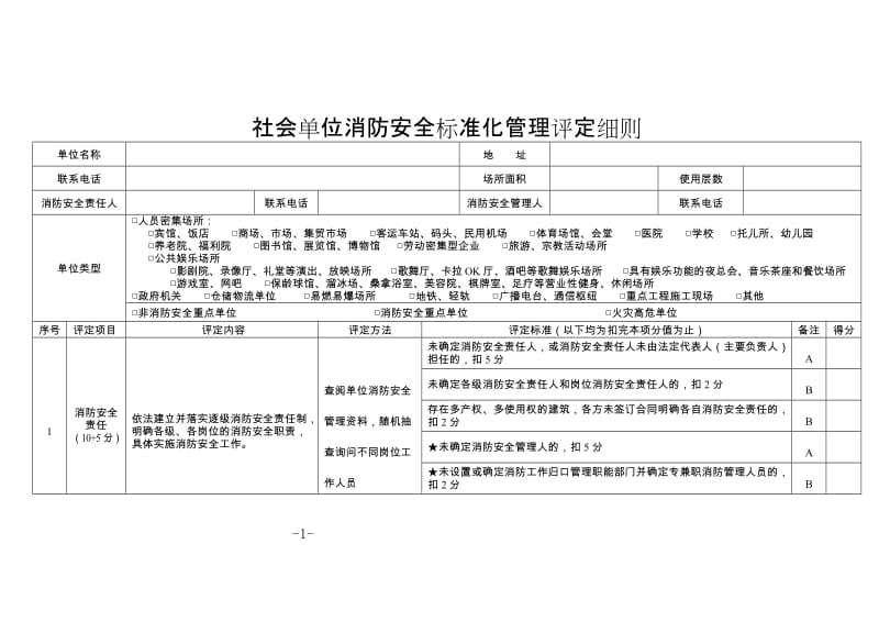 社会单位消防安全标准化管理评定细则.doc_第1页