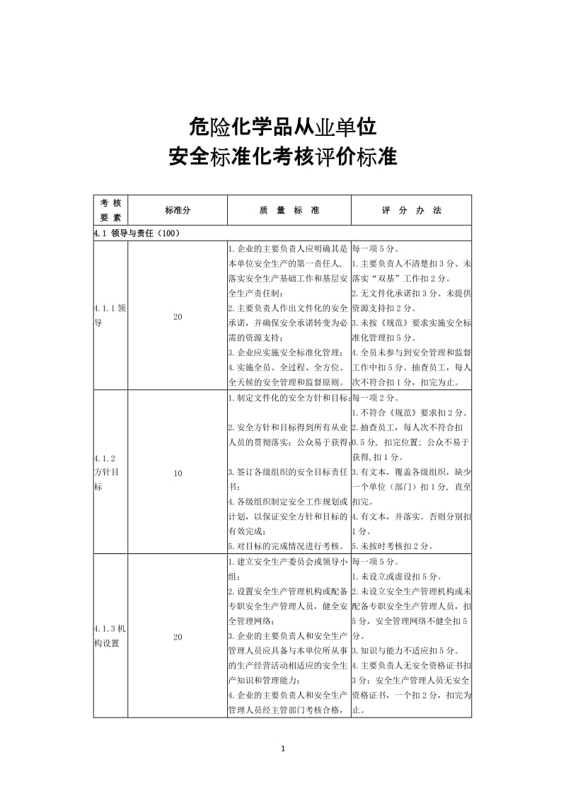 危险化学品从业单位安全标准化考核评价标准.doc_第1页