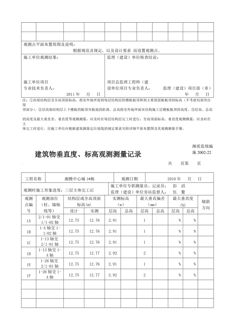 [教学研究]建筑物垂直度、标高观测测量记录1.doc_第2页