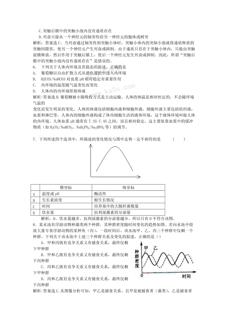 2019稳态与环境模块检测试题一.doc_第2页