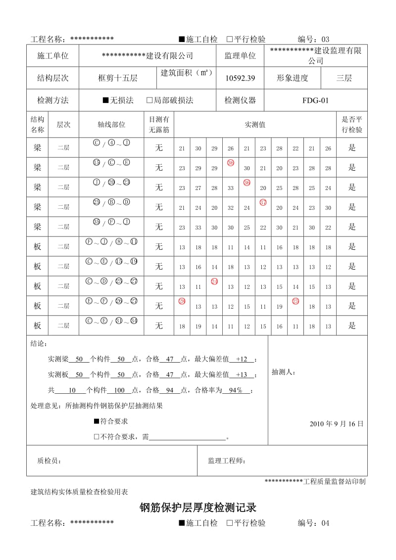 [建筑]钢筋保护层厚度检测记录.doc_第3页