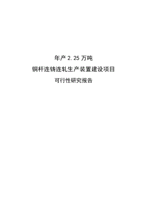 【经管类】年产万吨铜杆连铸连轧生产装置建设项目可行性研究报告.doc