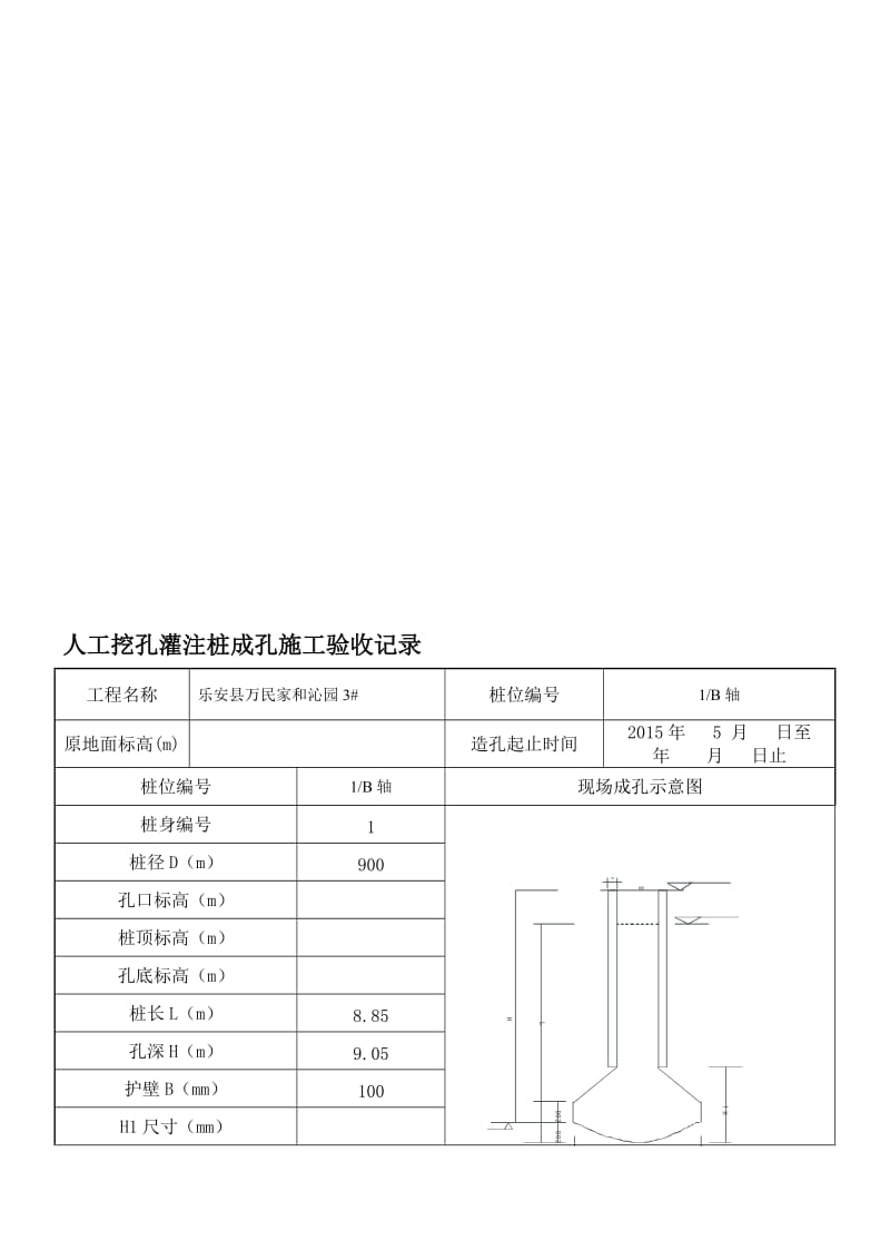 [终稿]3 人工挖孔灌注桩成孔施工验收记录.doc_第1页