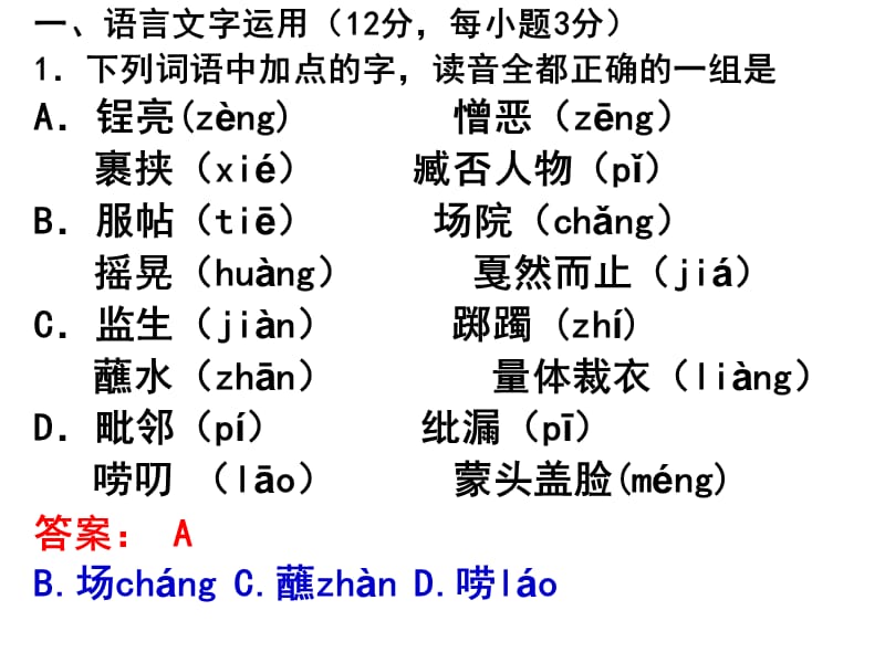 2019师大附中2013届高三月考语文试卷(e二).ppt_第2页