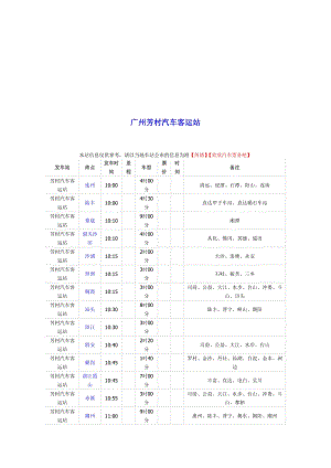 2019芳村客运站汽车时刻表.doc