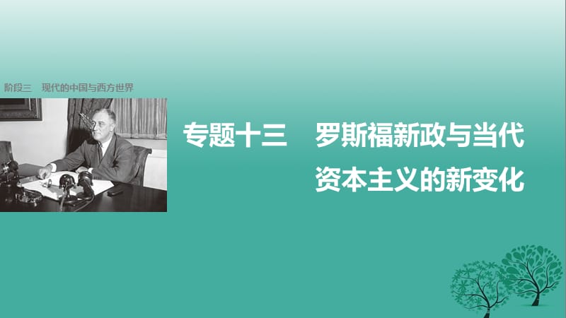 2017届高考历史二轮复习阶段三现代的中国与西方世界专题十三罗斯福新政与当代资本主义的新变化课件.ppt_第1页