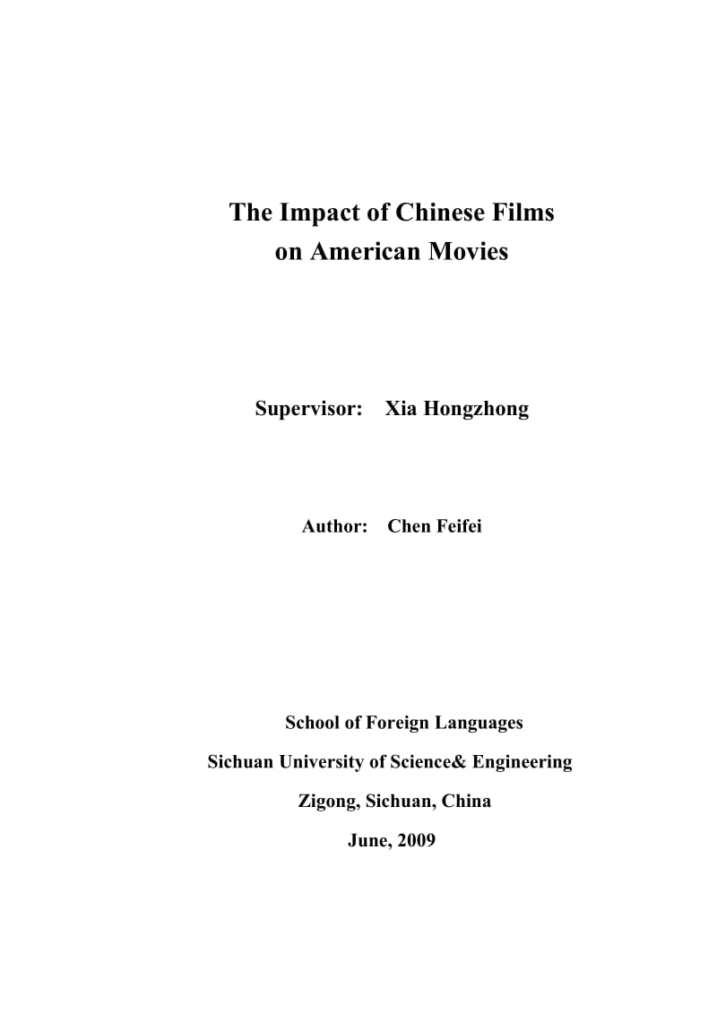 英文论文—《The Impact of Chinese Films 中国电影对美国电影的影响》.doc_第2页