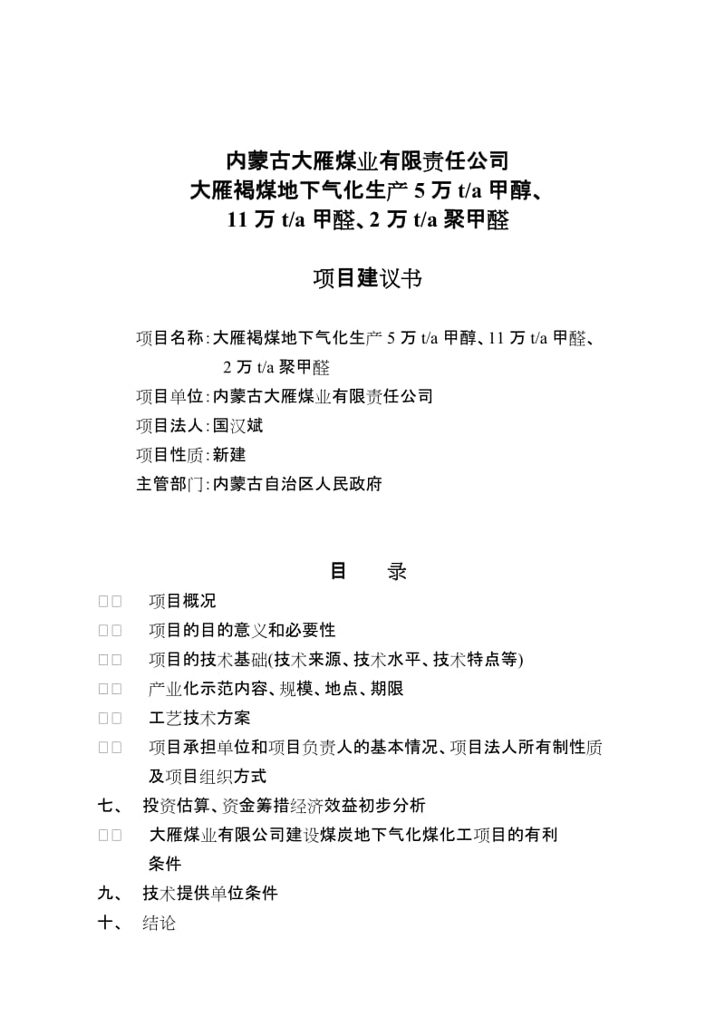 2019地下气化生产5万吨甲醇项目建议.doc_第2页