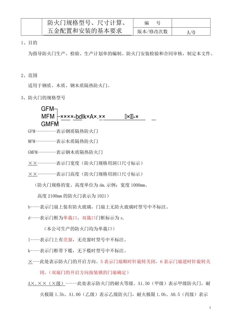 防火门的基本知识(防火门规格型号尺寸计算五金配置和安装的基本要求).doc_第1页