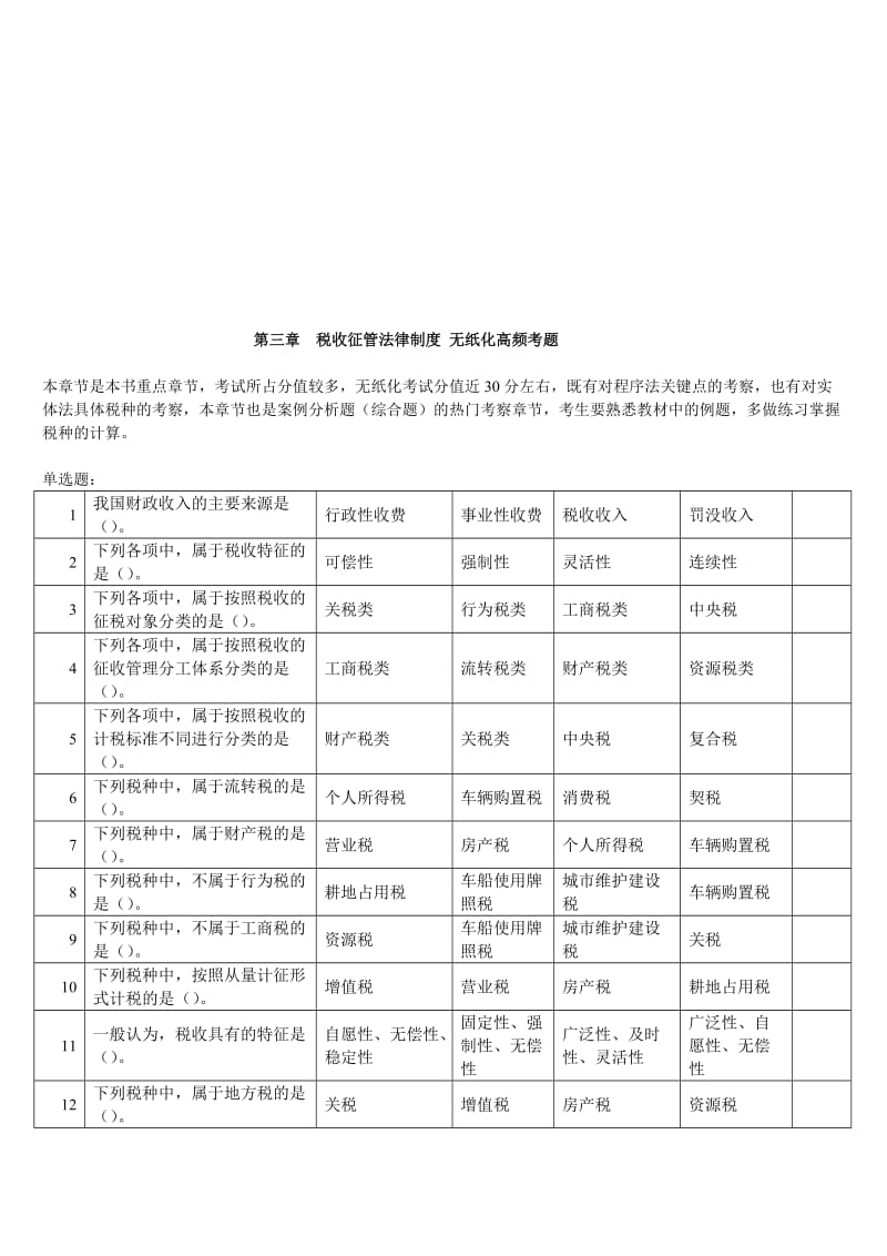 2019财经法规无纸化高频附答案第三章税收征管法.doc_第1页