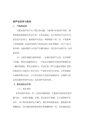 2019葫芦丝的学习指导保养及常见问题.doc