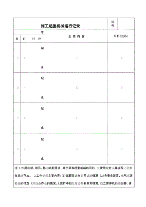 施工起重机械运行记录.doc