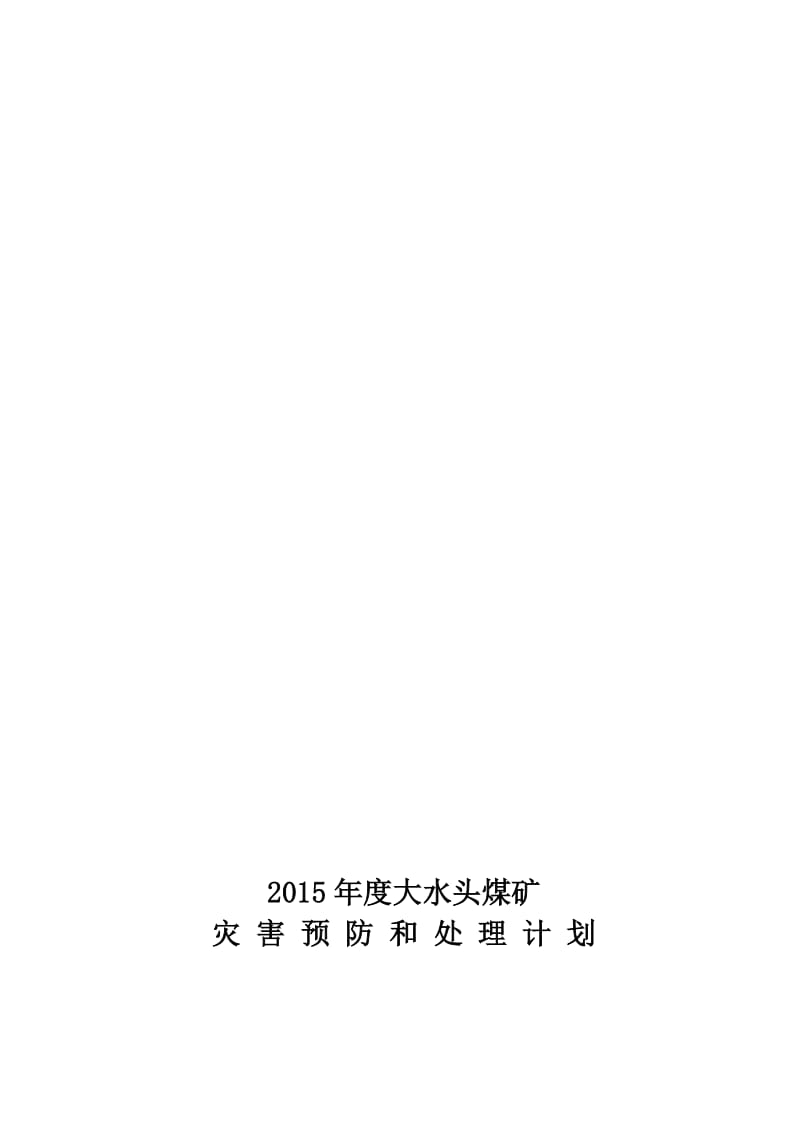 2019大水头煤矿灾害预防和处理计划.doc_第1页