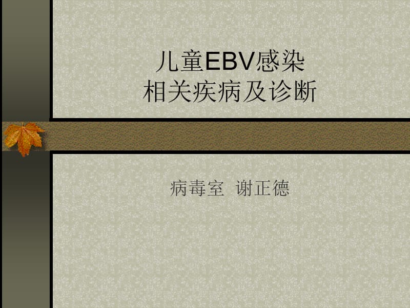 儿童EBV感染及相关疾病的诊断（讲）.ppt_第1页