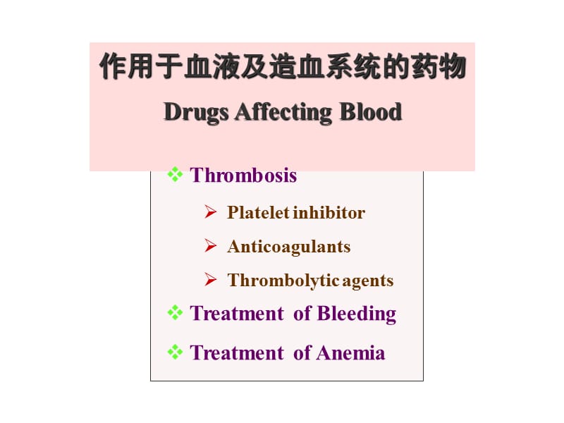 作用于血液及造血系统药物DrugsAffectingBlood.ppt_第1页