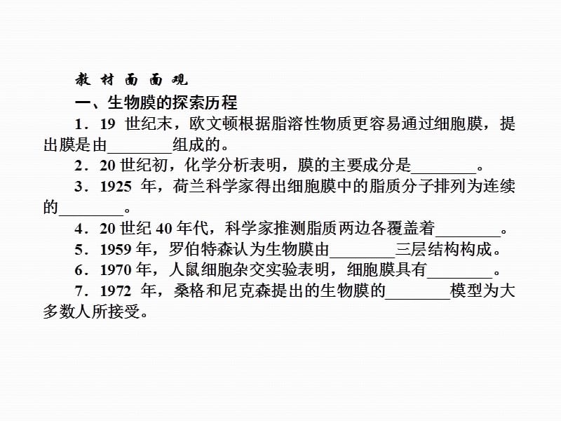 20192013届高三生物一轮复习典型例题：1.4.2生物膜的流动镶嵌模型物质跨膜运输的方式课件.ppt_第2页