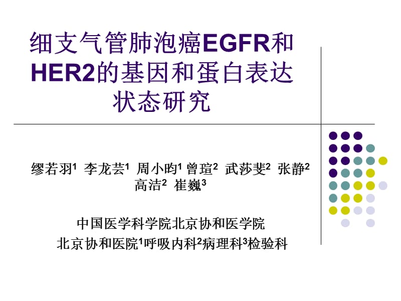 细支气管肺泡癌EGFR和HER2的基因和蛋白表达状态研究.ppt_第1页
