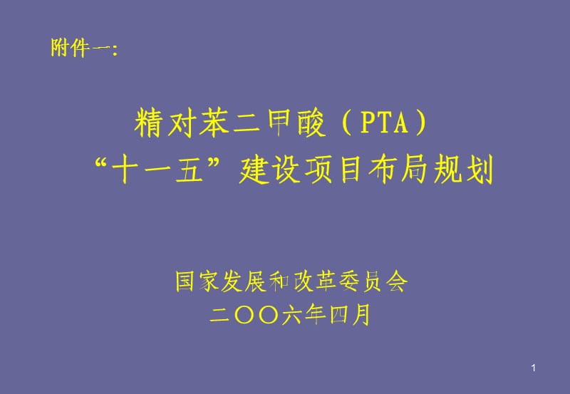 PPT-精对苯二甲酸（PTA）十一五建设项目布局规划.ppt_第1页