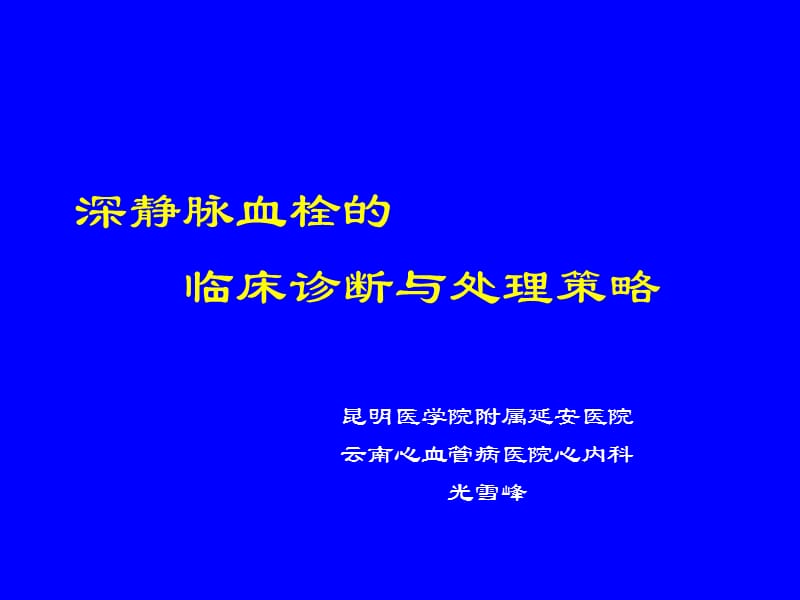 深静脉血栓的临床诊断与处理策略_光雪峰.ppt_第1页