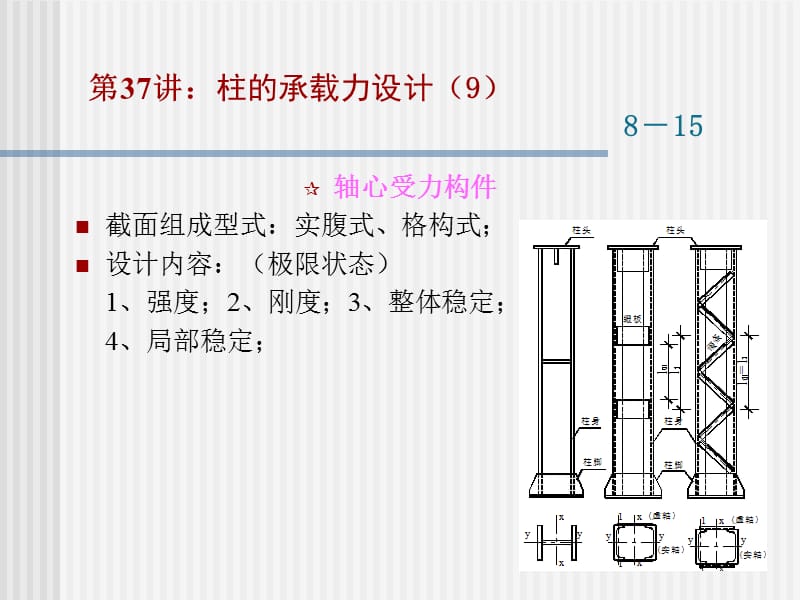 东大年夜工程结构设计道理课件09 钢柱承载力盘算道理[资料].ppt_第1页