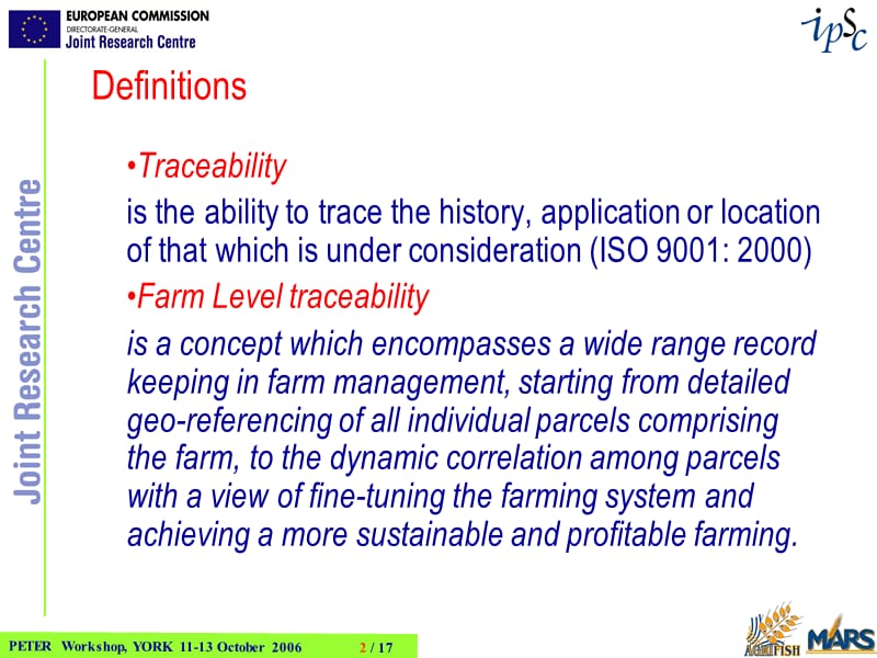 欧盟关于可追溯性Traceability方面的讲座PPT 04_pp_jrc_flt.ppt_第2页